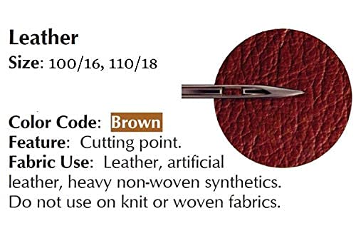 Leather Needles for Sewing Machine Combo Pack | Sizes (100/16 and 110/18) |  Perfect for Leather Fabrics | Fits: Bernina, Brother, Necchi, Elna, Juki
